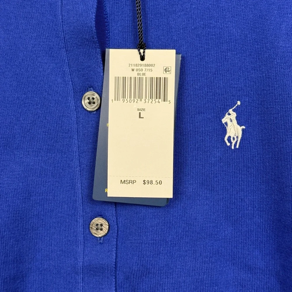 Polo Ralph Lauren Womens Blue US Open Cardigan Sweater Button Front Size L - Picture 4 of 11